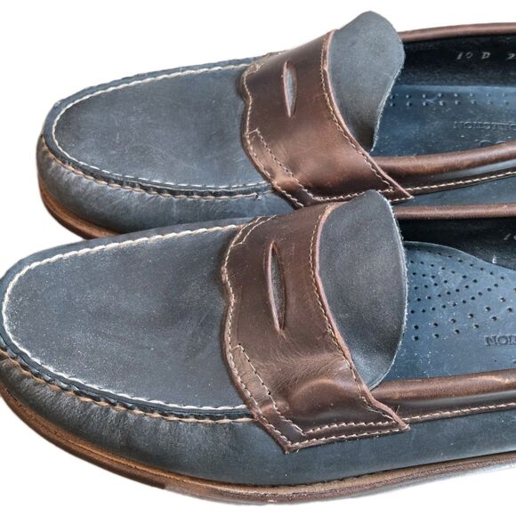 GH Bass Weejuns Logan Leather Penny Loafers Mens Sz 10 D Blue / Brown Flat Strap main image 12